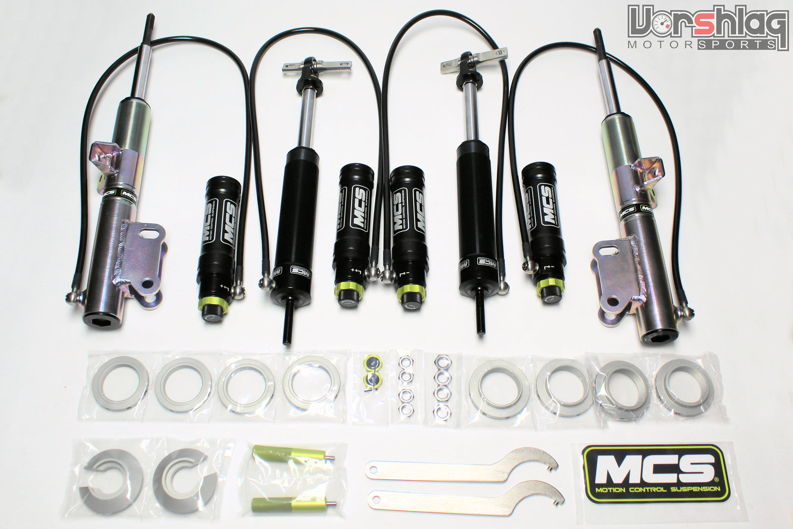 MCS RR3 Remote Triples Adjustable Monotube Dampers (Ford S550 Mustang, Except PP2/GT350)