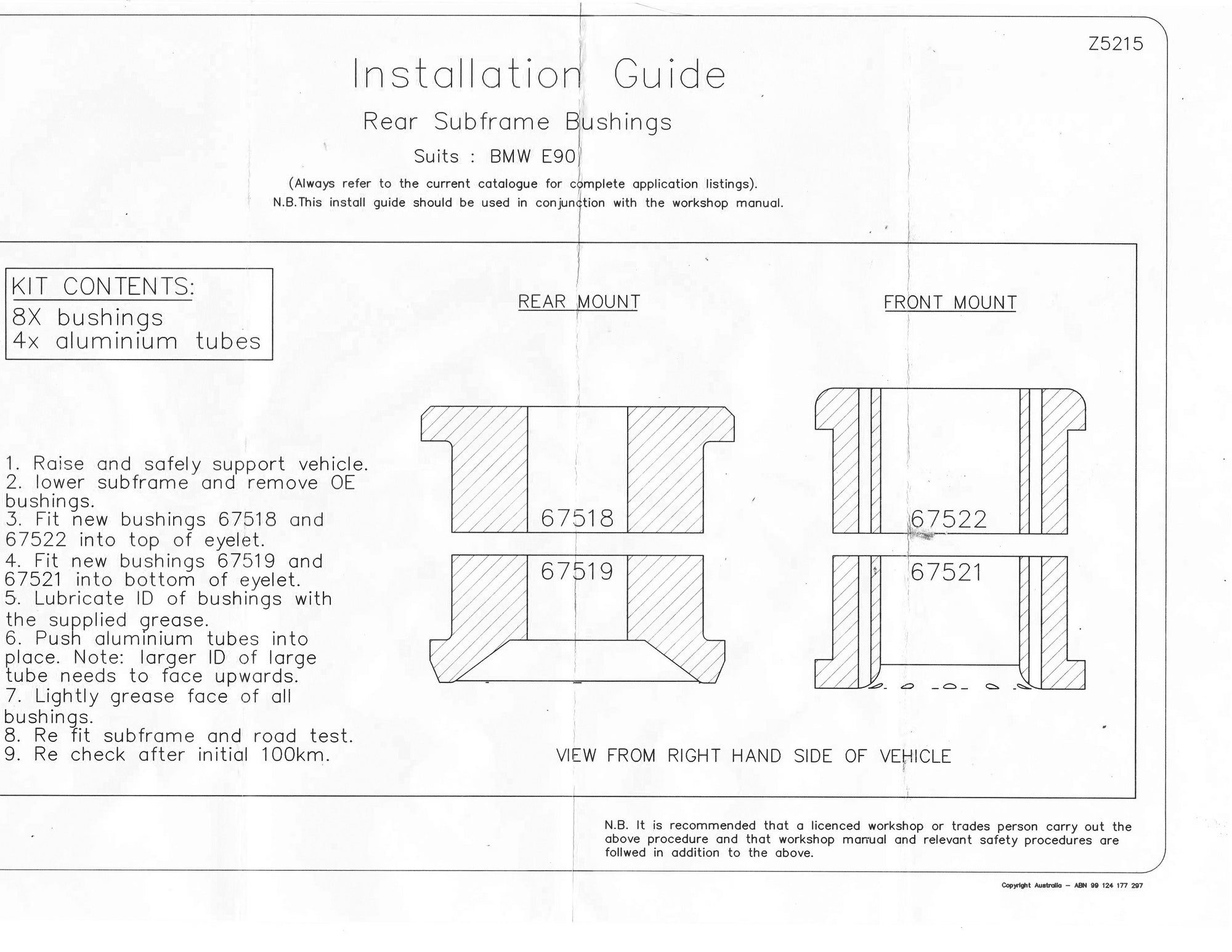 Whiteline Rear Subframe Bushings, BMW 1 Series E8X F2X 3 Series E9X F3X