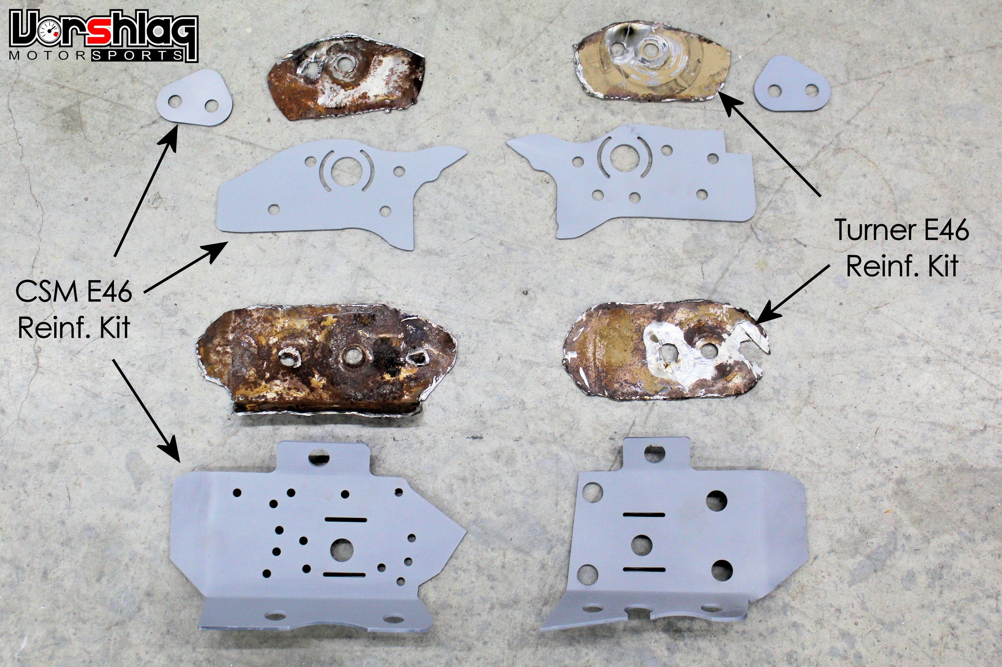 CSM Weld-in Reinforcement Plates for BMW E46 Rear Subframe Mounting Points