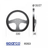 Sparco Model R 353 Steering Wheel, 3 Spoke, Black Suede